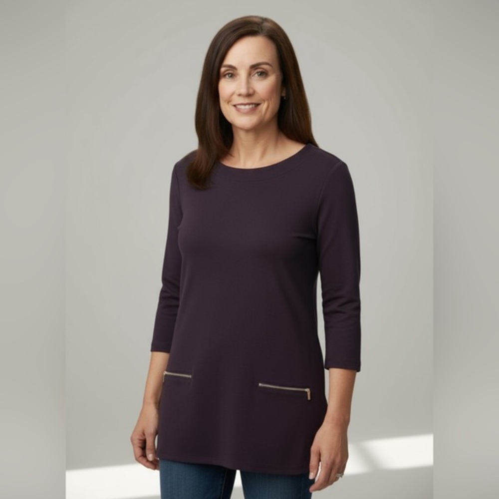 Croft & Barrow Plum Tunic with Zipper Details